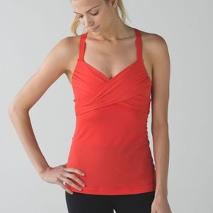 Lululemon Wrap it up tank in alarming orange. Size 10